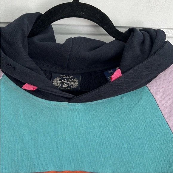 Scotch & Soda Summer Color Block Cotton Hoodie Pullover Beach Freak - Picture 6 of 6